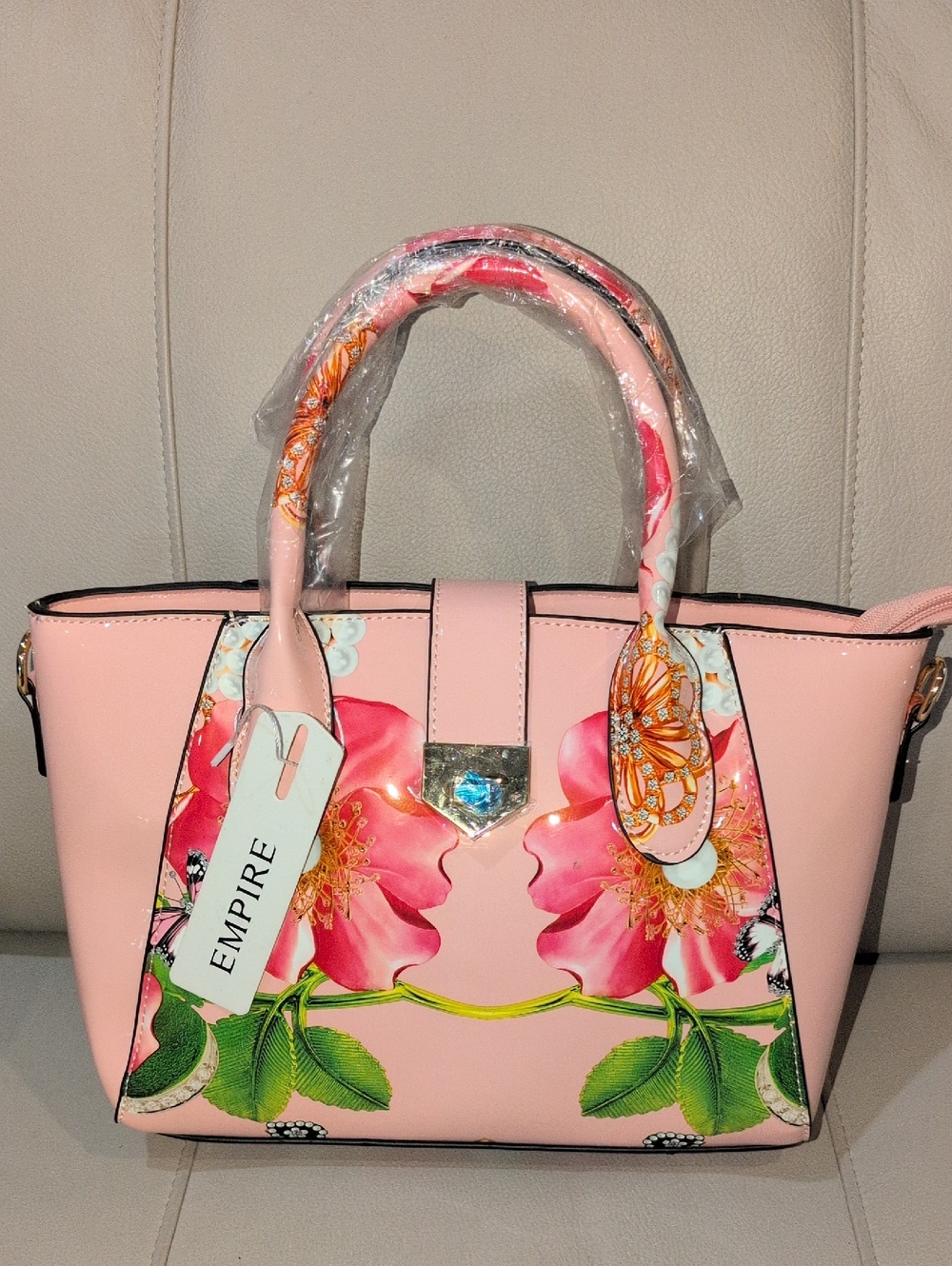 Empire Pink Floral Satchel Bag With Wristlet - NWT